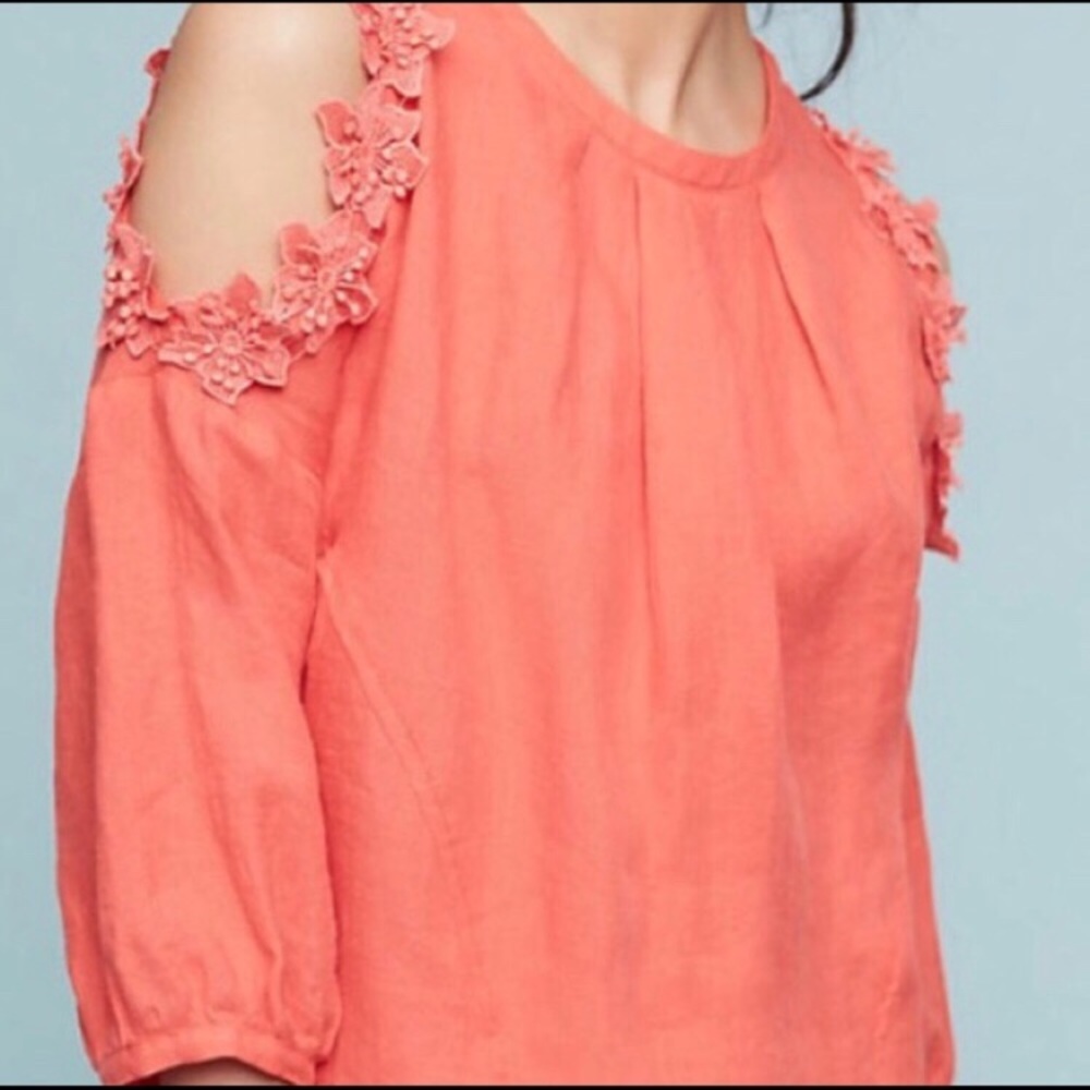 Anthropologie eri + ali Orange Cold Shoulder Top